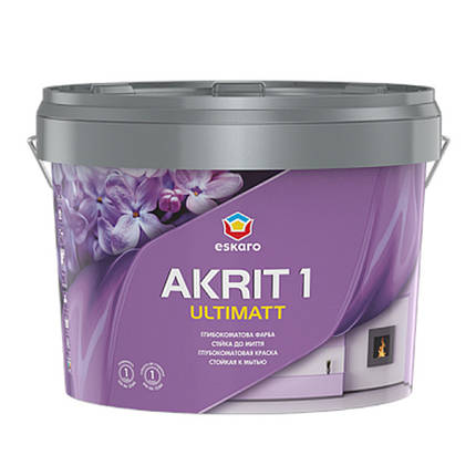 Фарба ESKARO Akrit 1 Ultimatt для стін та стель (глибокоматова), 2.85 л, фото 1
