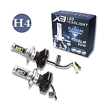 Комплект автомобильные LED лампы X3 H4, лампы для фар, 50Вт, 2шт