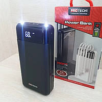 Повербанк Power Bank ProTech B-06 30000mAh Black, зовнішній акумулятор 30000 мА·год з ліхтариком, швидке заряджання