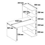Стіл комп'ютерний, письмовий стіл стелаж з полицями справа M-17, фото 4