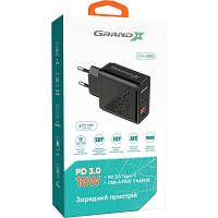 Мережевий зарядний пристрій Grand-X Fast Сharge 6-в-1 PD 3.0, QС3.0, AFC 1*USB + 1*Type-С (CH-880)