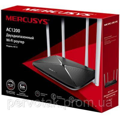 Маршрутизатор Mercusys AC12, WiFi 867Mbps, 2.4/5 ГГц, 4 антені, WAN-1, LAN -3*10/100/BASE-T Ethernet, фото 1