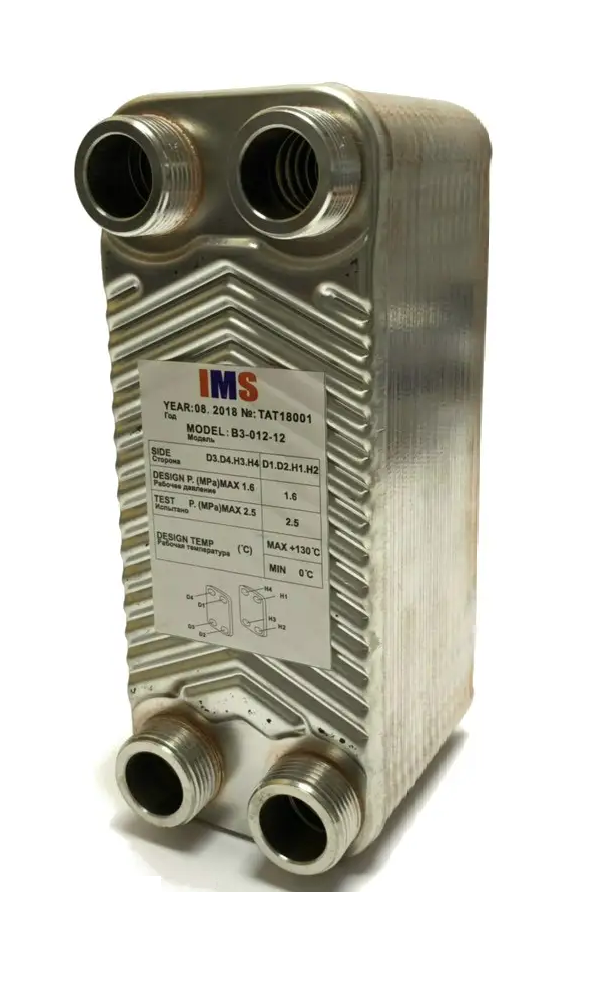 Теплообмінник IMS B3-012-20, 3/4" (20-30kW) пластинчастий паяний