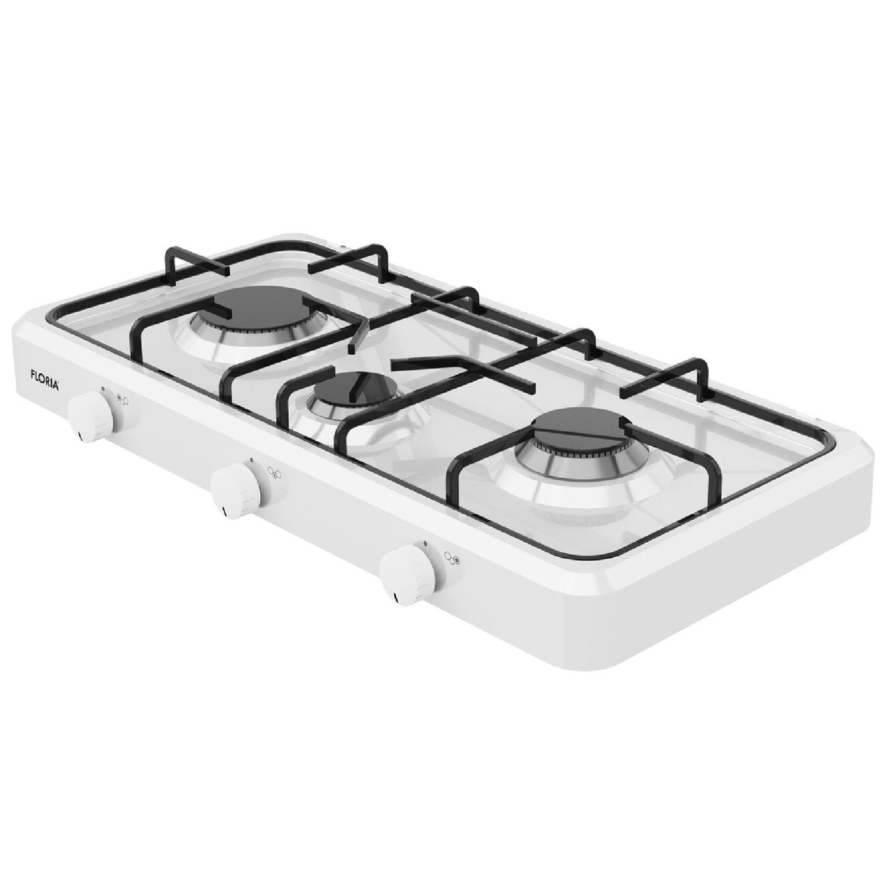 Настільна газова плита Floria ZLN7139 3 конфорки White (ZLN7139), фото 1
