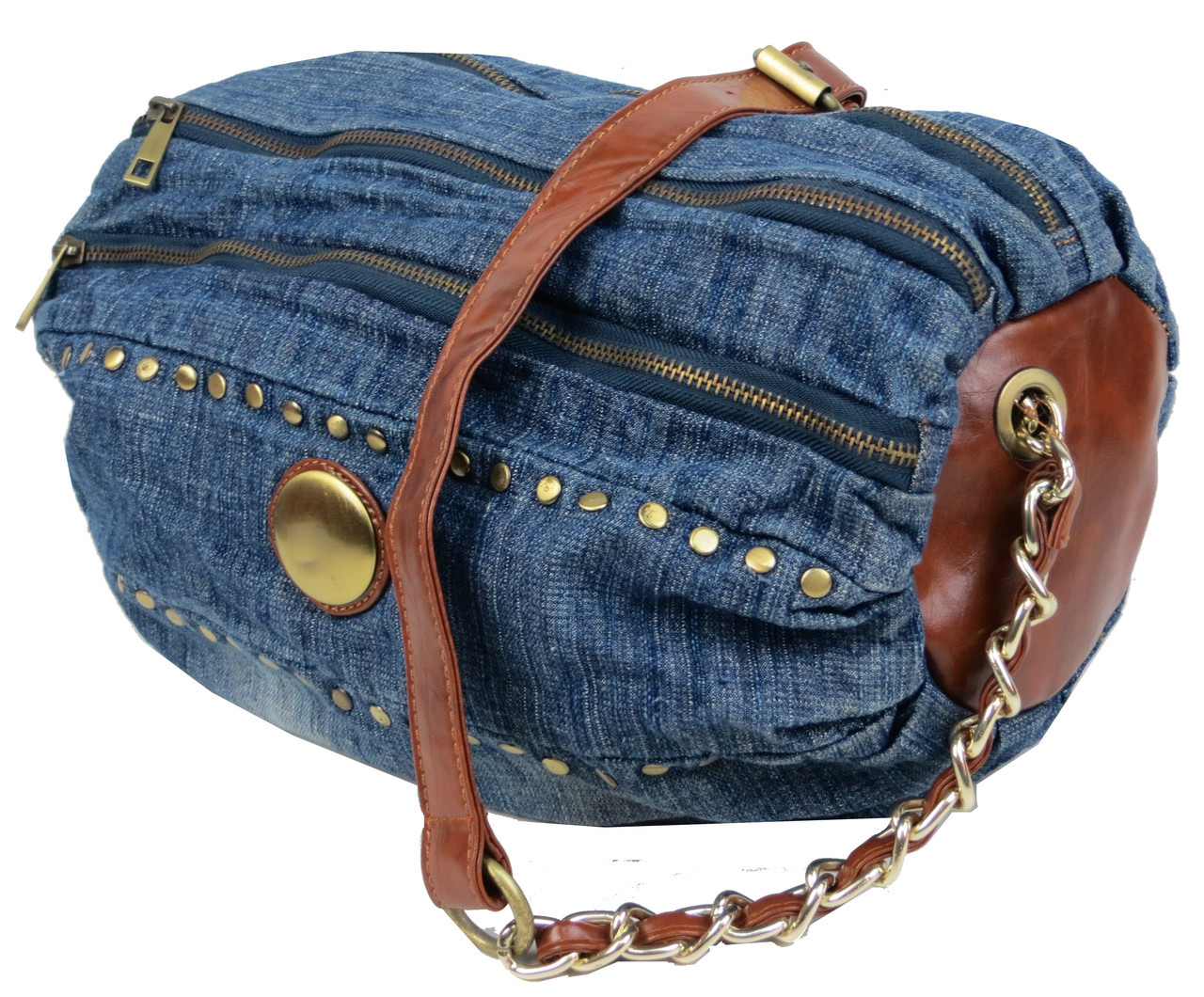Уцінка! Циліндрична жіноча джинсова Сумка buuba Fashion jeans bag синя