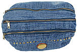 Уцінка! Циліндрична жіноча джинсова Сумка buuba Fashion jeans bag синя, фото 9