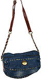 Уцінка! Циліндрична жіноча джинсова Сумка buuba Fashion jeans bag синя, фото 11