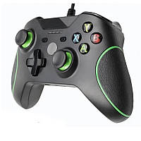 Джойстик Xbox One проводной для консоли и ПК Черный с Зеленым Black кабель 2,2 м