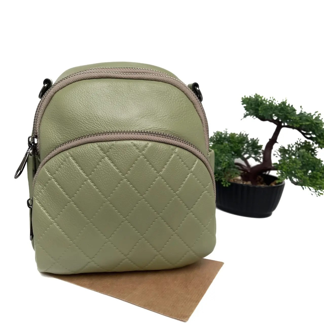Рюкзак сумка кожаная зелёный Арт.636 green ENNIO PERUCCI Італія
