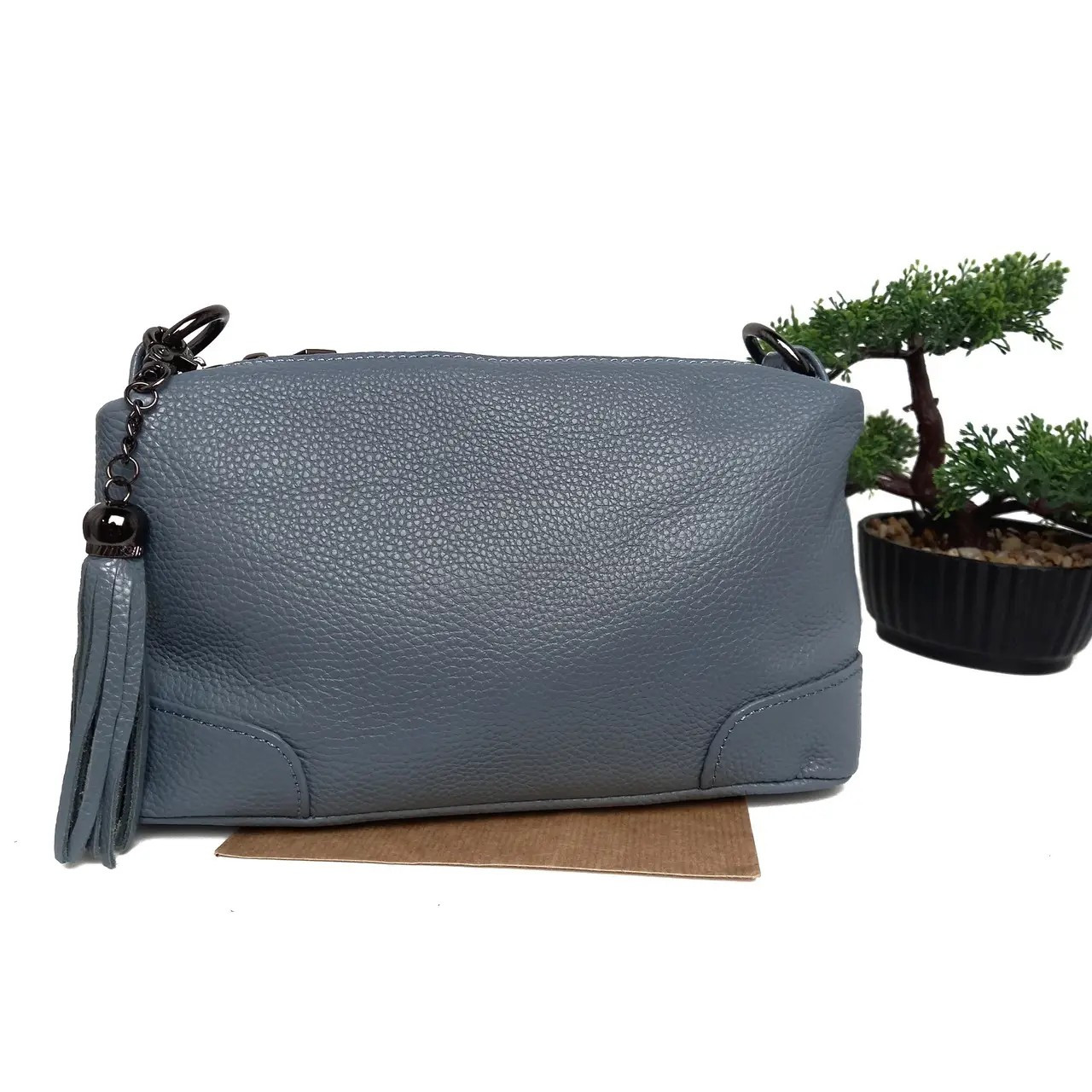 Сумка жіноча крос-боді натуральна шкіра блакитний Арт.5555 l.blue VIVAVERBA Україна — (54)