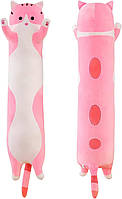 Плюшевая игрушка-обнимашка Кот Батон 130 см Розовый, Коты обнимашки, Длинный кот