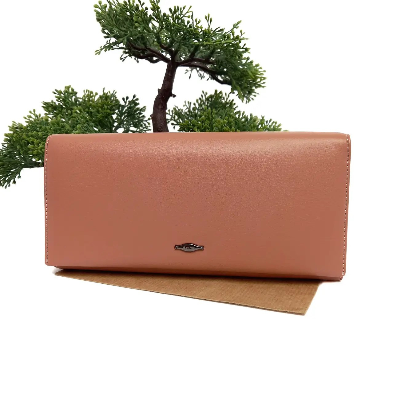 Жіночий горизонтальний гаманець штучна шкіра рожевий Арт.HV888-1 pink Helen Verde (541)