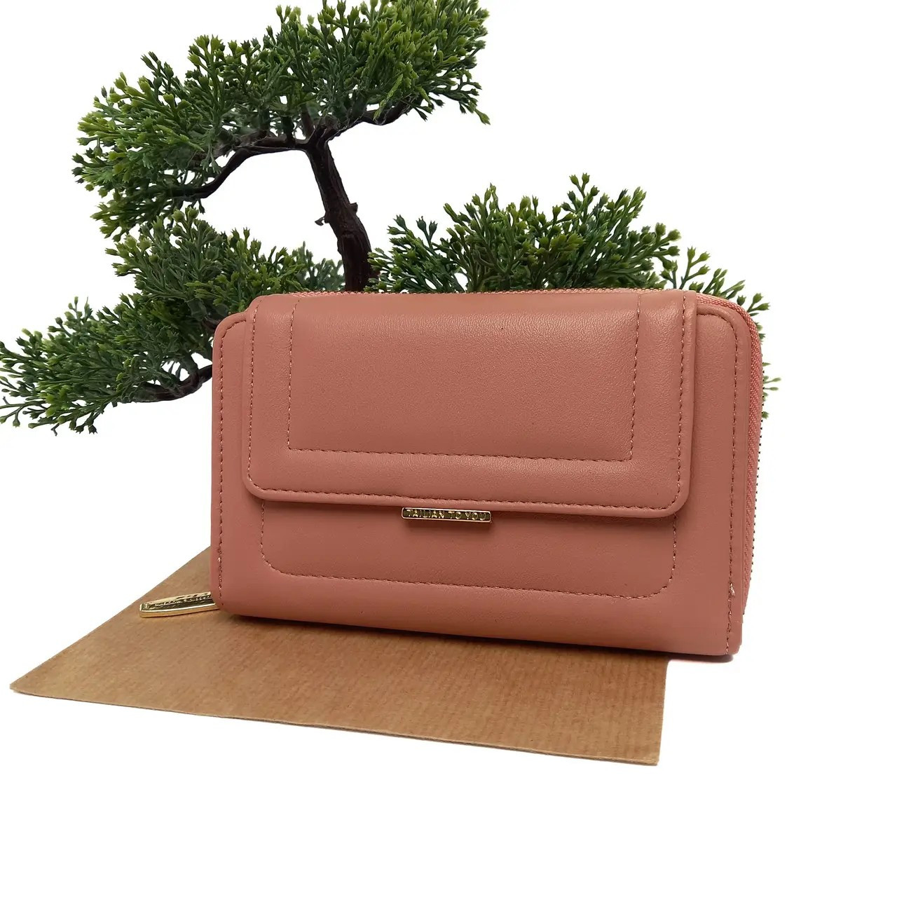 Жіночий компактний рожевий гаманець штучна шкіра Арт.T2701-021 pink (54)