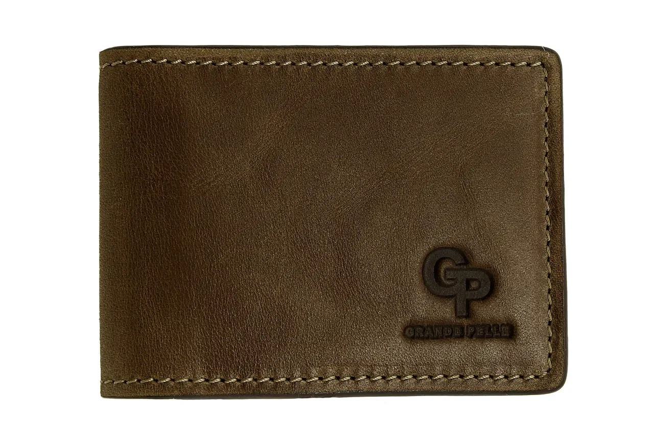 Чоловічий гаманець із затискачем натуральна шкіра коричневий Арт.1076/20 "GP" Італія — (Україна)