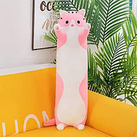 Интерьерная игрушка Кот Батон 130 см Розовая, Игрушка обнимашка для сна, Мягкая игрушка кот сосиска