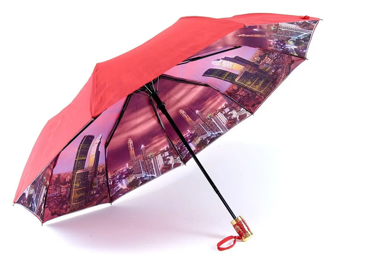 Жіноча парасолька напівавтомат червоний поліестер/карбон Арт.18301A Bellissimo (54)