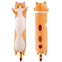 Красива дитяча іграшка обіймашка Кіт Батон 130 см Рудий, М'які іграшки кіт з холлофайбера