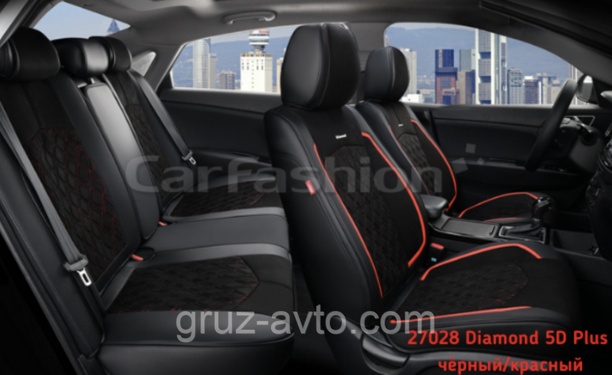 Чехлы каркасные автомобильные комплект каркасных чехлов модель Diamond 5d Plus черный-красный/ 27028