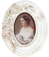 Декоративна интер'єрна фоторамка на подарунок  на пам'ять Tudor Лілія для фото 10х15 см (білий із золотом) | HomeDreams