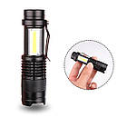 Ручний ліхтарик з акумулятором BL-525 + COB / Потужний світлодіодний ліхтарик / Ліхтар акумуляторний, фото 9