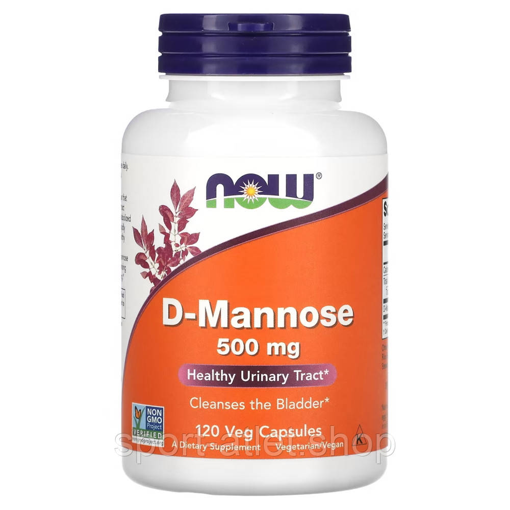 Натуральна добавка NOW D-Mannose 500 mg, 120 вегакапсул, фото 1