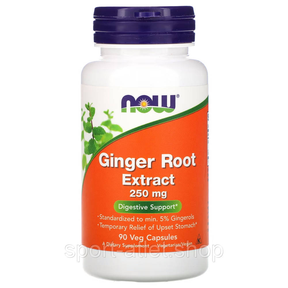 Натуральна добавка NOW Ginger Root 250 mg, 90 вегакапсул, фото 1