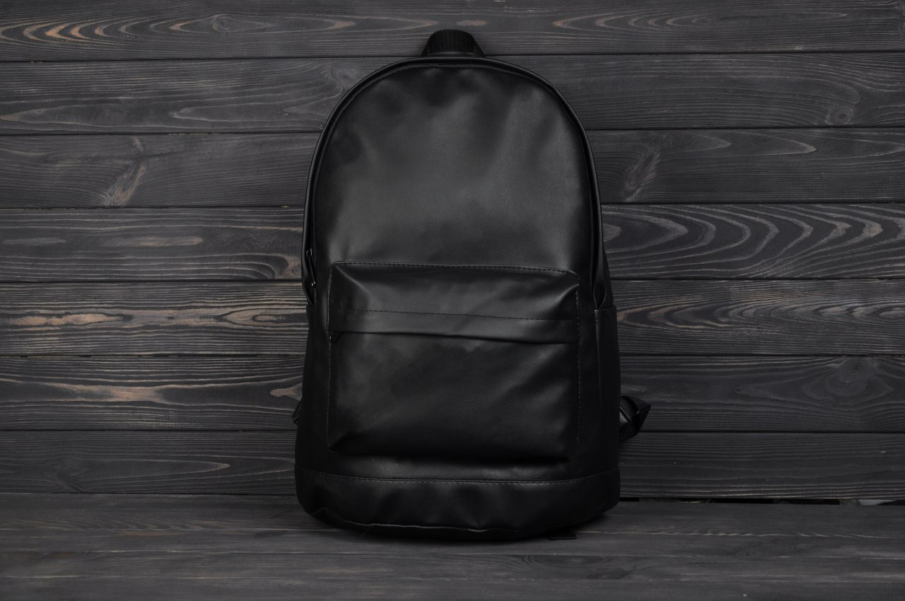 Портфель кожаный городской черный рюкзак стильный молодежный ранец с карманом плечевой повседневный - фото 2 - id-p661351591