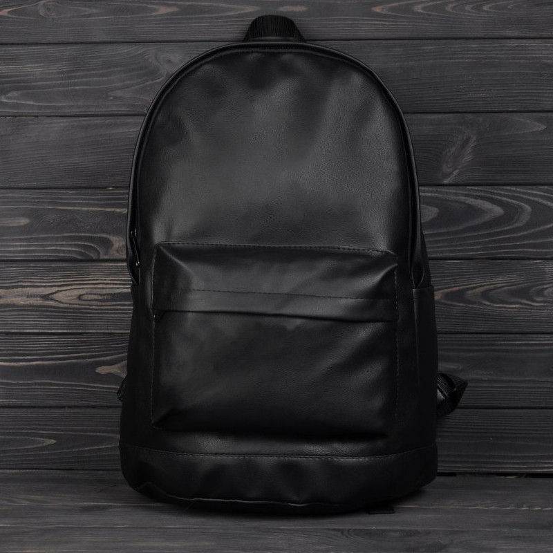 Портфель кожаный городской черный рюкзак стильный молодежный ранец с карманом плечевой повседневный - фото 1 - id-p661351591