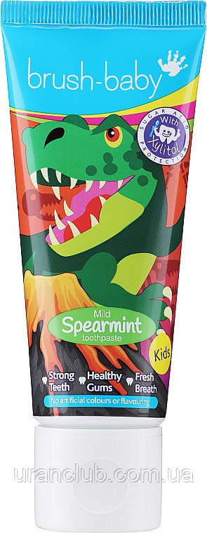Дитяча зубна паста від 3 років Brush baby Spearmint 50 мл. браш бейбі крокодил динозавр brush-baby