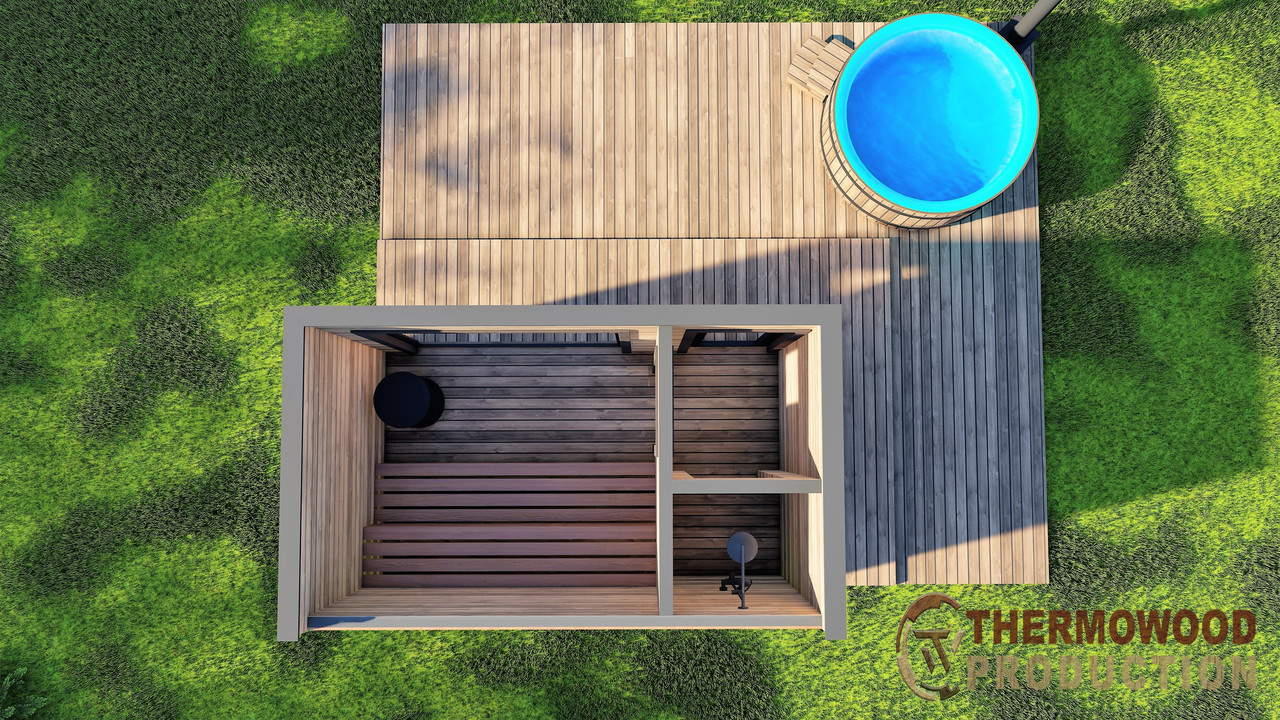 Модульна бань 4,0х2.3м Gartensauna-9 Thermowood Production під ключ від виробника