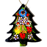 Игрушка на елку новогодняя фигурка ЕЛОЧКА из дерева подвесная красивая Петриковская роспись ручной работы