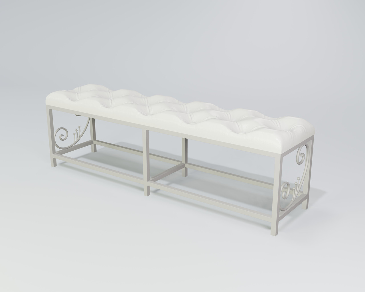 Пуф приліжковий Бетіс метал Білий оксамит довжина 115 см (Tenero TM) (Tenero TM)