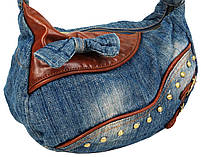 Жіноча джинсова Сумка mebelime Fashion jeans bag синя, фото 7