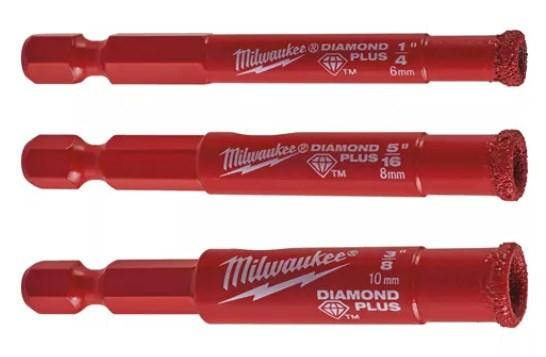 Набір коронок для алмазного свердління Diamond PlusTM MILWAUKEE 6-8-10 мм 4932471771, фото 1