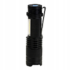 Ручний ліхтар акумуляторний 2в1 з USB, BL-525+COB + Кейс / Потужний тактичний Ліхтарик з бічним світлом, фото 7