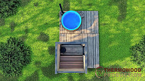 Мінісауна 2,3х2,3 м оздоблення терморейка Gartensauna-14 Thermowood Production під ключ від виробника