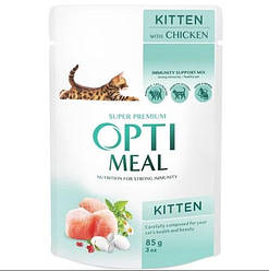 Вологий корм Optimeal Kitten Chicken (Оптіміл для кошенят з куркою), 85г.