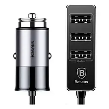 Автомобільний адаптер для телефона Baseus CCTON-01 Black (4xUSB 5.5A Enjoy Together Four Interfaces адаптер)