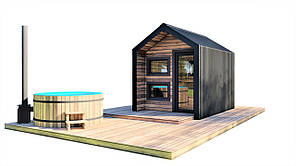Модульна баня 2,3х4,0 м у стилі барн хаус із термодерева від виробника Thermowood Production