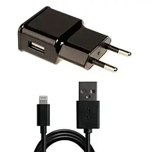 Мережевий зарядний пристрій для телефона Grand-X CH765LTB Black (Apple Lightning 1xUSB 1А 5V )