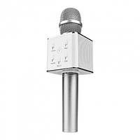 Зручний мікрофон-караоке Q7 Сріблястий, Мікрофон караоке з динаміком, Мікрофон для домашнього співу