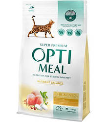Корм Optimeal Chicken (Оптіміл для дорослих котiв з куркою), 700г.