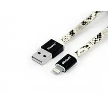 Дата-кабель PlusUs LifeStar 1m USB(тато) - Lightning(тато) Black White
