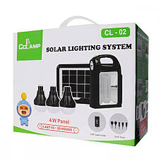 Багатофункціональний ліхтар Cclamp CL-02 із сонячною панеллю + 3 лампочки Чорний, фото 3