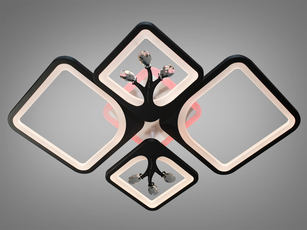 Сучасна LED люстра в стилі модерн підсвіткою, колір чорний, 85 W на 12 мм 8157-2+2BK-LS, фото 1