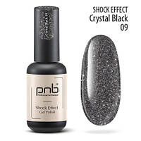 Гель-лак PNB Shock светлоотражающий PNB, 8 мл Crystal black 09