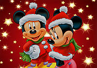 Вафельная картинка Новогодние Микки Маус и Минни Маус