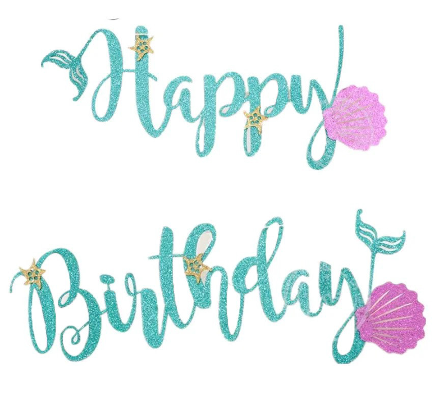 Гірлянда паперова літери "Happy birthday русалка", блакитний, в уп (1 шт)