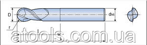 Фреза для ЧПУ спиральная сферическая для мягких металов - D3 d3 L40 h12 R1.5 - 2 зуба - фото 2 - id-p632130776
