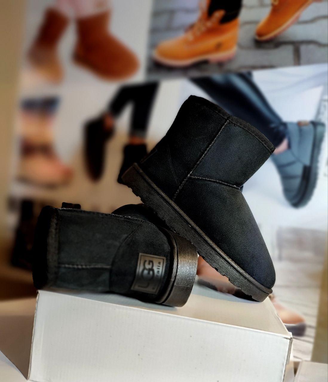 Угги ЧЕРНЫЕ короткие эко замша женские UGG BLACK уггі жіночі чорні замшеві